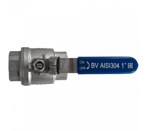Кран шаровый муфтовый двусоставной с фиксатором нержавеющий (2PC), AISI304 DN25 (1