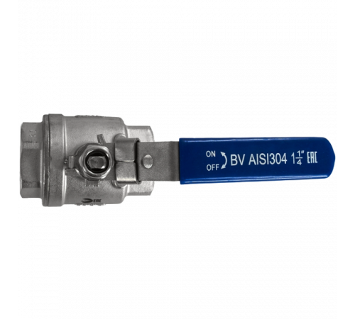 Кран шаровый муфтовый двусоставной с фиксатором нержавеющий (2PC), AISI304 DN32 (1_1/4