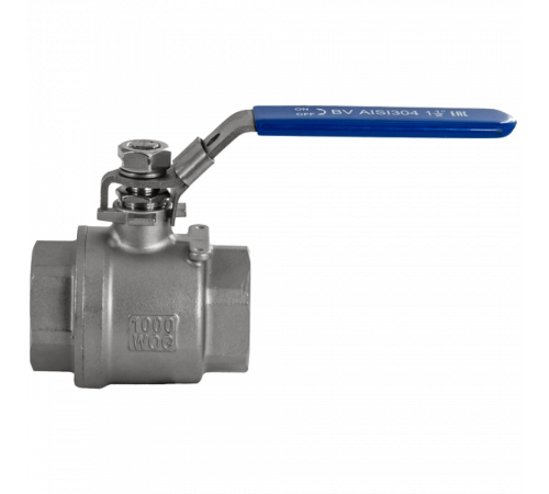 Кран шаровый муфтовый двусоставной с фиксатором нержавеющий (2PC), AISI304 DN40 (1_1/2