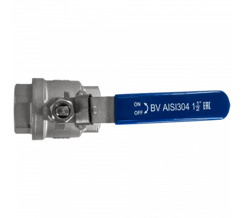 Кран шаровый муфтовый двусоставной с фиксатором нержавеющий (2PC), AISI304 DN40 (1_1/2