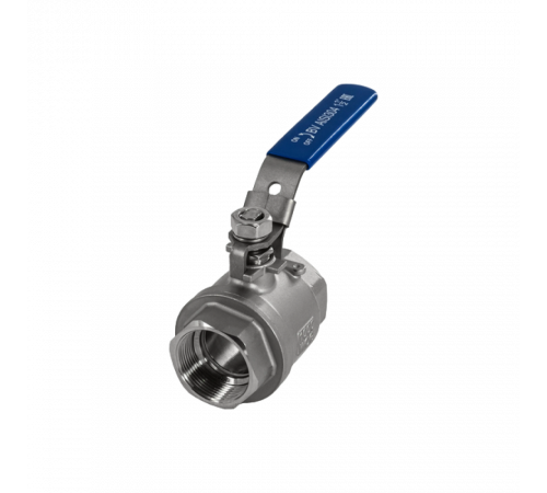 Кран шаровый муфтовый двусоставной с фиксатором нержавеющий (2PC), AISI304 DN40 (1_1/2