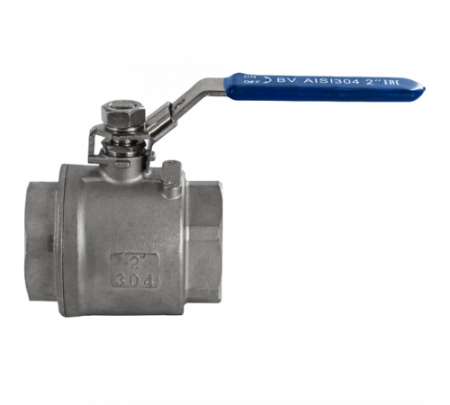 Кран шаровый муфтовый двусоставной с фиксатором нержавеющий (2PC), AISI304 DN50 (2