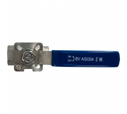 Кран шаровый муфтовый под привод нержавеющий (2PC), AISI304 DN20 (3/4