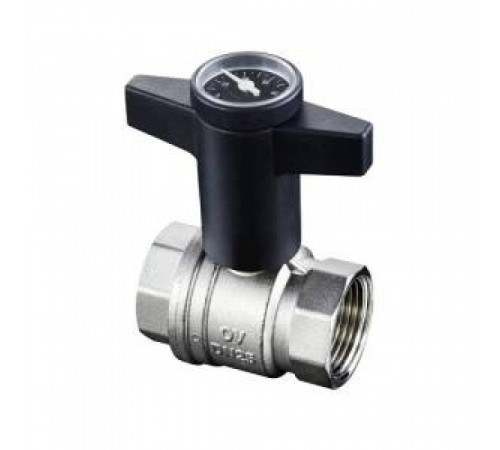 Кран шаровой полнопроходной Oventrop Optibal - 3/4' (ВР/ВР, PN16, Tmax 100°C, ручка с термометром) 1078006