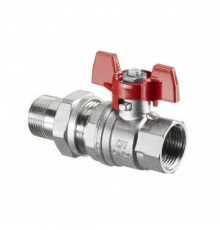 Кран шаровой полнопроходной Oventrop Optibal - 1'1/4 (ВР/НГ, PN16, Tmax100°C, ручка-бабочка красная) 1075810