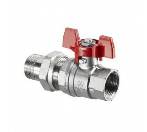 Кран шаровой полнопроходной Oventrop Optibal - 1'1/4 (ВР/НГ, PN16, Tmax100°C, ручка-бабочка красная) 1075810