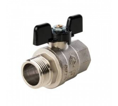 Кран шаровой полнопроходной STOUT - 1'1/4 (НР/ВР, PN40, Tmax 150°С, ручка-бабочка черная) SVB-0004-000032