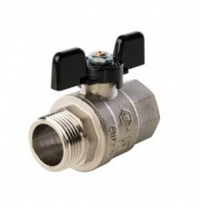 Кран шаровой полнопроходной STOUT - 1/2' (НР/ВР, PN40, Tmax 150°С, ручка-бабочка черная) SVB-0004-000015