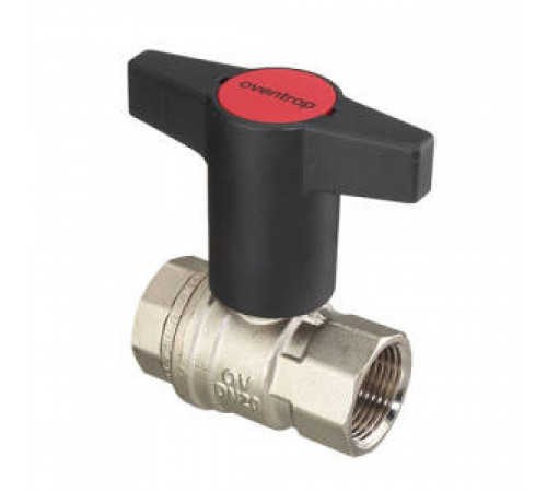 Кран шаровой полнопроходной Oventrop Optibal - 1/2' (ВР/ВР, PN16, Tmax 100°C, ручка-маховик черная) 1077104