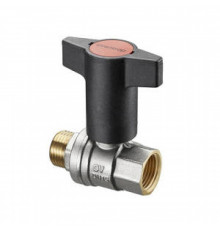 Кран шаровой полнопроходной Oventrop Optibal - 1/2' (ВР/НР, PN16, Tmax 100°C, ручка-маховик черная) 1077304