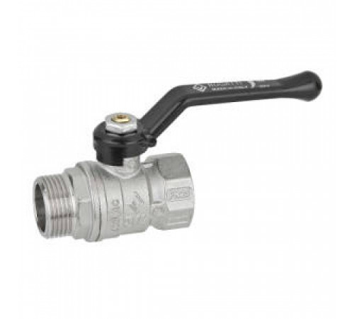 Кран шаровой Bugatti Arizona 605 - 1/2' (НР/ВР, PN40, Tmax 120°С, ручка-рычаг черная) 06050007