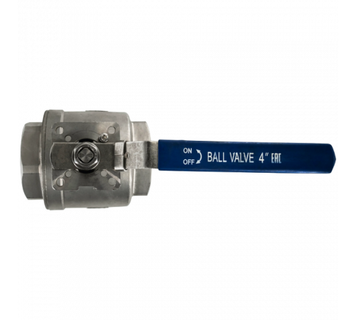 Кран шаровый муфтовый под привод нержавеющий (2PC), AISI304 DN 100 (4
