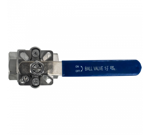 Кран шаровый муфтовый под привод нержавеющий (2PC), AISI304 DN40 (1_1/2