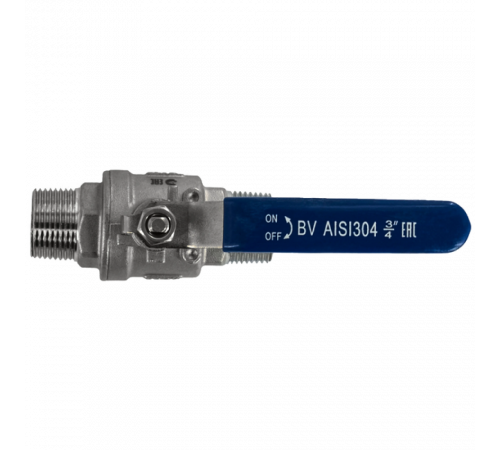 Кран шаровый муфтовый двусоставной НР/НР нержавеющий (2PC), AISI304 DN20 (3/4