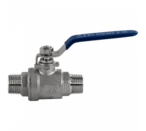 Кран шаровый муфтовый двусоставной НР/НР нержавеющий (2PC), AISI304 DN15 (1/2