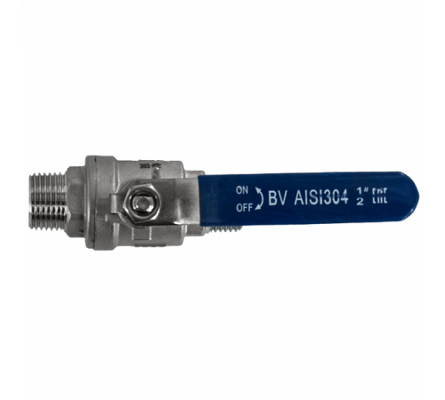 Кран шаровый муфтовый двусоставной НР/НР нержавеющий (2PC), AISI304 DN15 (1/2