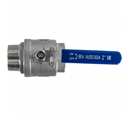 Кран шаровый муфтовый двусоставной ВР/НР нержавеющий (2PC), AISI304 DN50 (2