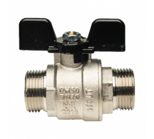Кран шаровой полнопроходной STOUT - 3/4' (НР/НР, PN40, Tmax 150°С, ручка-бабочка черная) SVB-0006-000020
