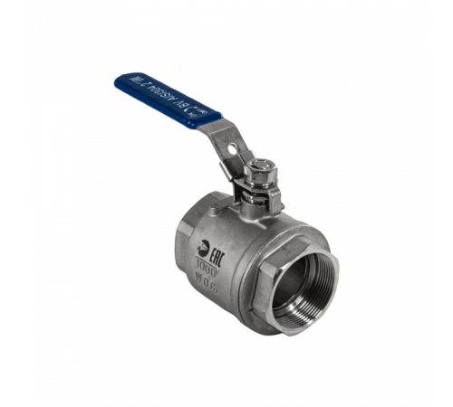 Кран шаровый муфтовый двусоставной с фиксатором нержавеющий (2PC), AISI304 DN50 (2