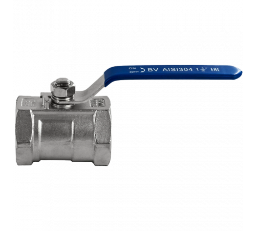 Кран шаровый муфтовый стандартнопроходной нержавеющий (1PC), AISI304 DN40 (1_1/2