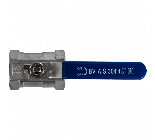 Кран шаровый муфтовый стандартнопроходной нержавеющий (1PC), AISI304 DN40 (1_1/2