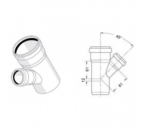 Тройник Rehau Raupiano Plus 45° 50/50