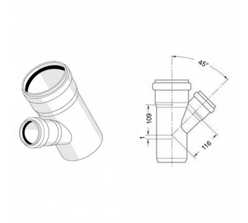 Тройник Rehau Raupiano Plus 45° 110/110