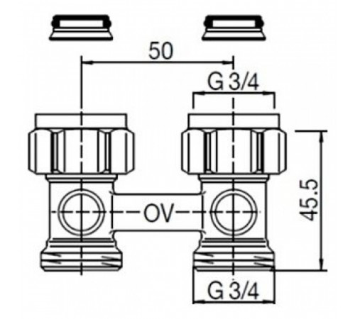 Узел присоединения Oventrop Multiflex F 3/4 x 3/4 прямой