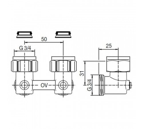 Узел присоединения Oventrop Multiflex F 3/4x 3/4 угловой