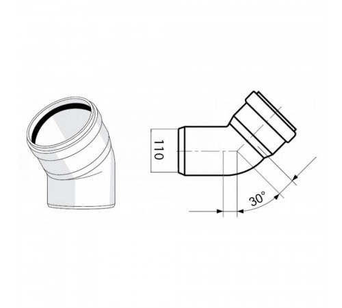 Отвод Rehau Raupiano Plus 30° 110 мм
