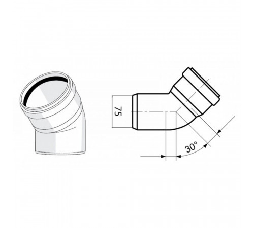 Отвод Rehau Raupiano Plus 30° 75 мм