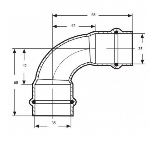 Отвод Viega 2416 ВВ 90° Profipress c SC-Contur 35
