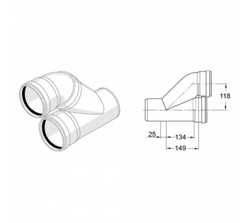 Отвод Rehau Raupiano Plus 110/110 параллельный
