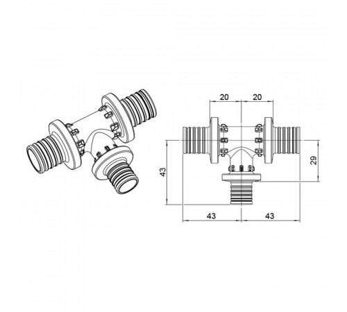 Тройник Rehau Rautitan PX 25-16-25