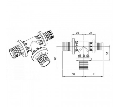Тройник Rehau Rautitan PX 32-32-25