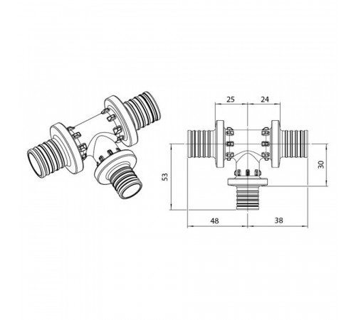 Тройник Rehau Rautitan PX 25-25-16