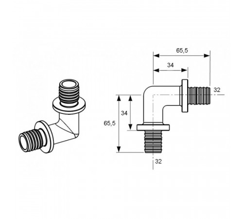 Угольник TECE TECEflex PPSU 90&deg 32