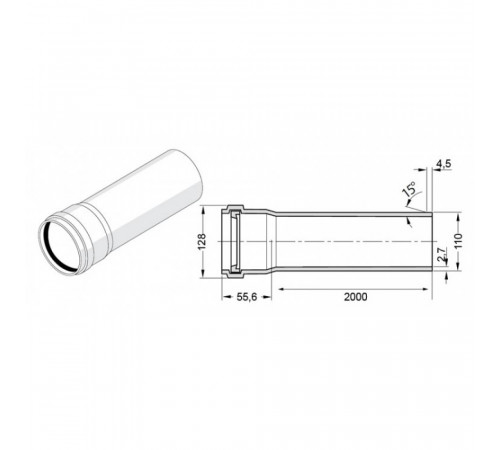Труба канализационная Rehau Raupiano Plus 110/2000 (штанга: 2 м)