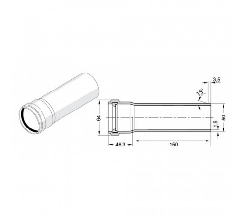 Труба канализационная Rehau Raupiano Plus 50/250 (штанга: 0.25 м)