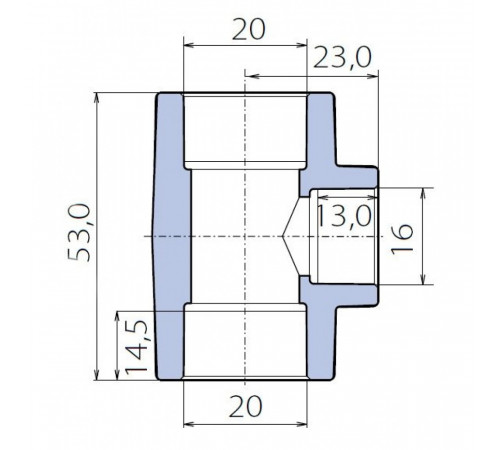 Тройник Ekoplastik 20x16x20 переходной