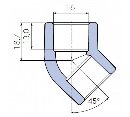 Угольник Ekoplastik 45° 16 мм