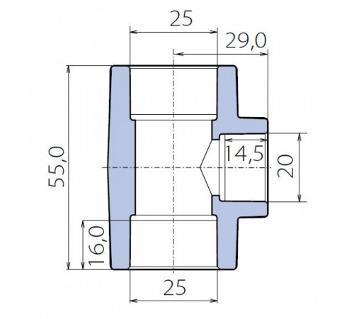 Тройник Ekoplastik 25x20x25 переходной