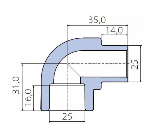 Угольник Ekoplastik 90° 25 мм внутренний/наружный