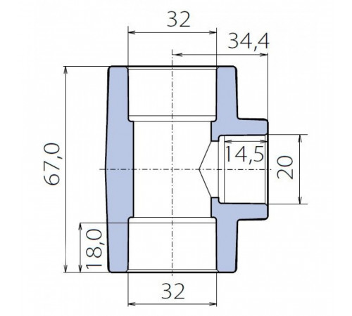 Тройник Ekoplastik 32x20x32 переходной
