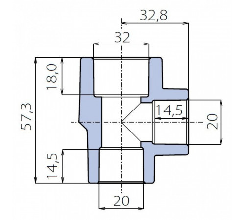 Тройник Ekoplastik 32x20x20 переходной с двух сторон