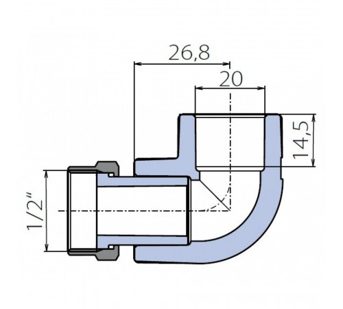Угольник Ekoplastik 90° 20x1/2 накидная гайка
