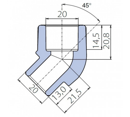 Угольник Ekoplastik 45° 20 мм внутренний/наружный