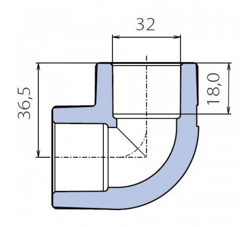 Угольник Ekoplastik 90° 32 мм