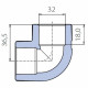 Угольник Ekoplastik 90° 32 мм