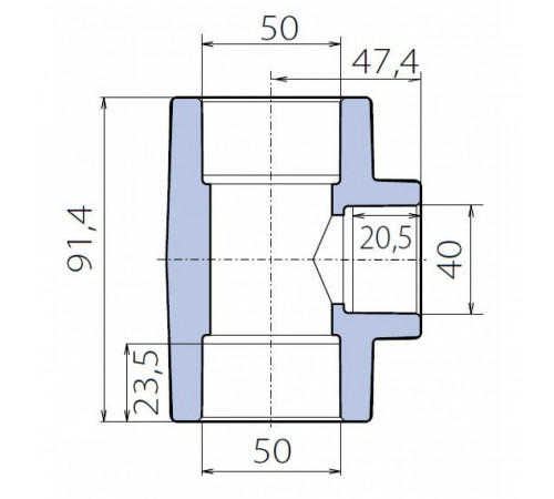 Тройник Ekoplastik 50x40x50 переходной